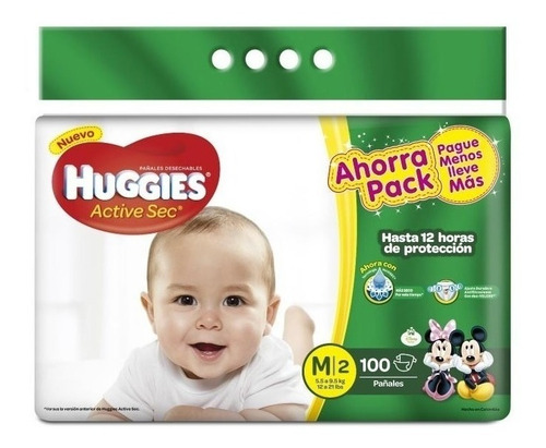 Pañal Huggies Active Sec Etapa 2 X - Unidad a $585