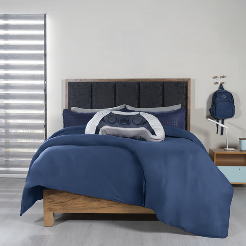 Funda De Duvet Para Edredon Matrimonial / Queen Size Azul Marino Vianney 2 Vistas