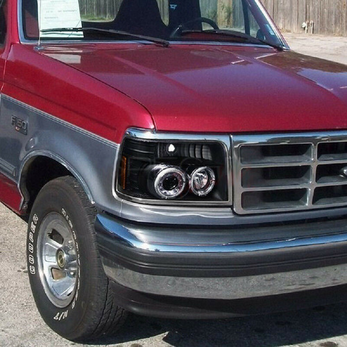 F150 F250 F350 1992 - 1998 Juego Faros Con Ojo De Angel Negr