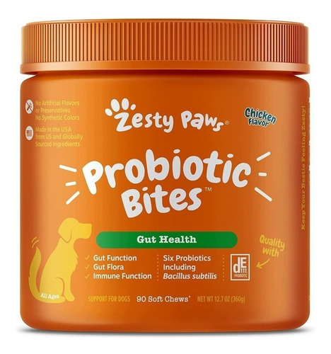 Snack Masticables Probiótico Zesty Paws Para Perros 