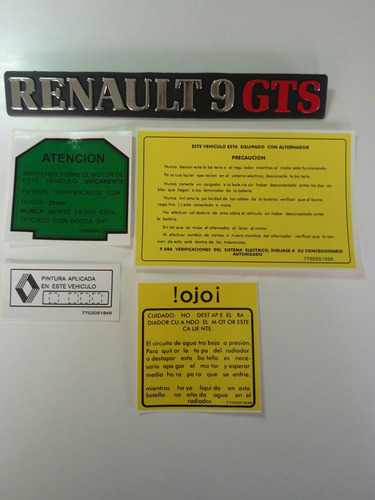 Renault 9 Calcomanias Y Emblema