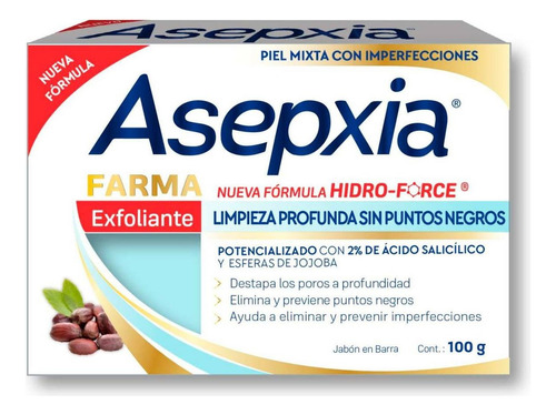 Asepxia Hidro-force Farma jabón exfoliante 100gr