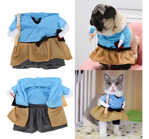 Disfraz De Gato De Poliéster Divertido De Samurái Vertical P