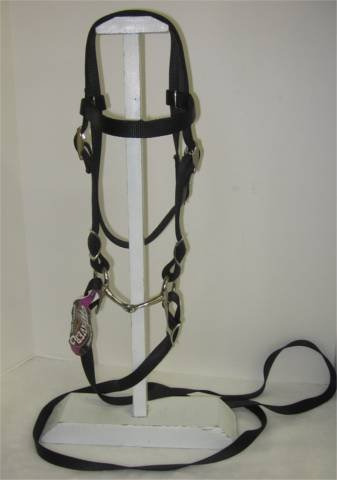 Brida Nailon Para Caballo Pony Miniatura Color Negro Punta