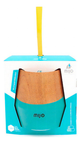 Mate Diseño Mijo De Madera Caldén Con Bombilla Incluida Color Turquesa