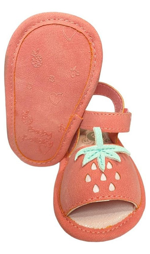 Sandalia Bebe Niña Abierta Velcro Frutilla Rojo Colloky