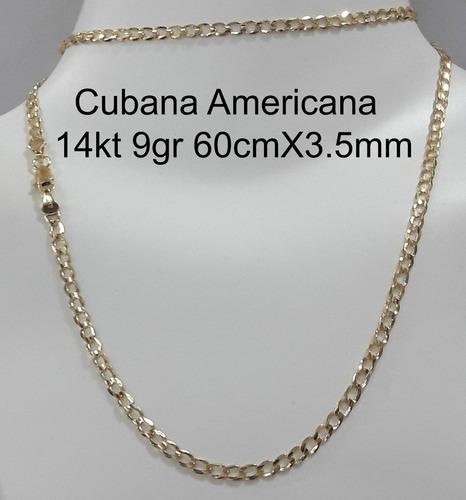 Cadena Cubana American Oro 14k 9gr Largo 60cm  Ancho 3.5mm