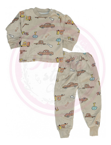Imagen 1 de 8 de Pijama Niño 2 Pzas Polar Dinosaurio, Carros, Osito Y Otros