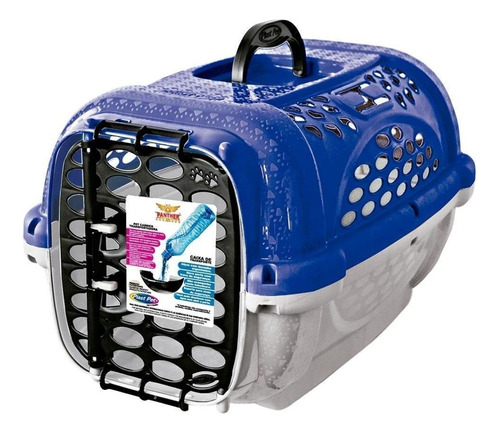 Caixa De Transporte Cães Panther Nº 4 Azul Sem Bebedouro