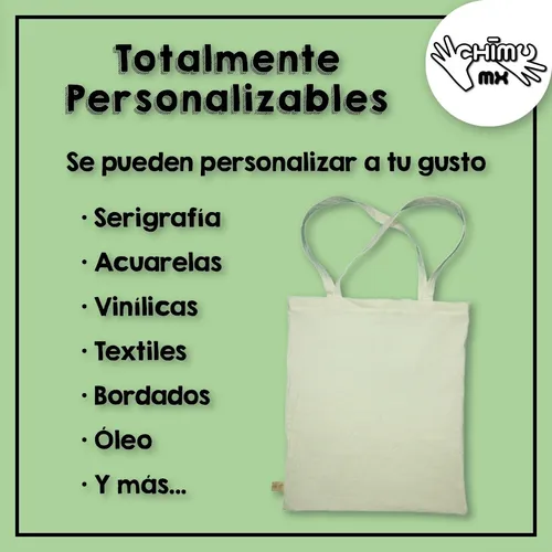 Bolsa Tote Bag Manta Cruda 40 X 35 Cm Algodón Pintada A Mano