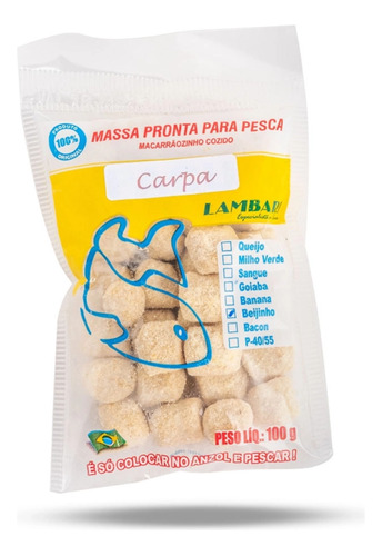 Kit 5 Massa Pronta Carpa Beijinho 100g Pesca - Lambari