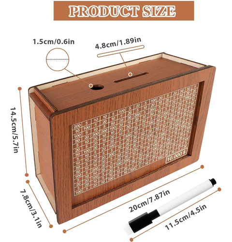 Caja De Madera For Ahorrar Dinero, Caja De Ahorro De 10 000