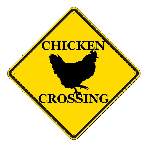 Divertido Letrero Metal Texto Ingl «crossing Pollo Xing»