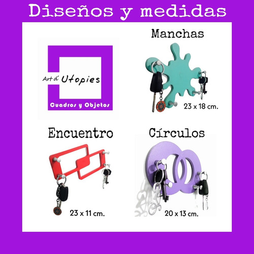 Imagen 8 de 10 de Portallaves Modernos + Diseños + Colores + Llavero De Pared