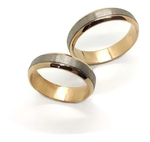 comprar Par De Alianzas Oro 18k Bicolor Oro Blanco Mate 4,5mm 10gr 