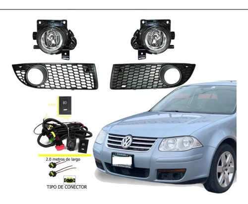 Faros De Niebla Jetta Clasico 2008 A 2015 C/rejillas Y Arnes