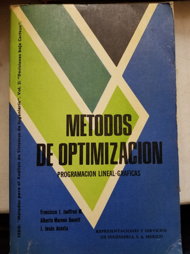 A2 Metodos De Optimización Programación Lineal, Jauffred M. (Usado)