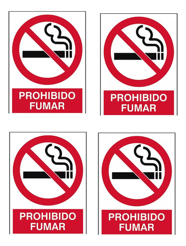 Juego Letreros Vinil Adhesivos 12x9cm Prohibido Fumar 4 Pzas