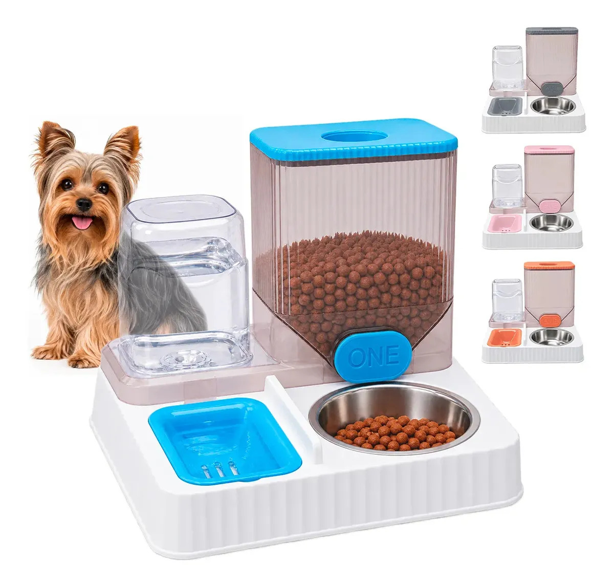 Bebedouro E Comedouro Alimentador Automático Gravidade Pet Cor Azul