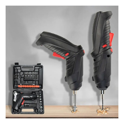 Destornillador Eléctrico Inalámbrico Recargable Luz 42 Pzas Naranja/negro 60 Hz