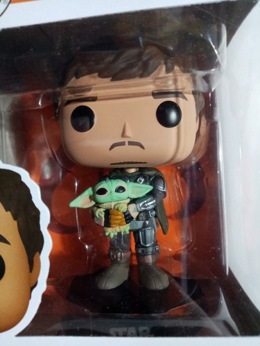 Star Wars The Mandalorian Sin Casco Y Grogu Funko Pop 461 (Usado)