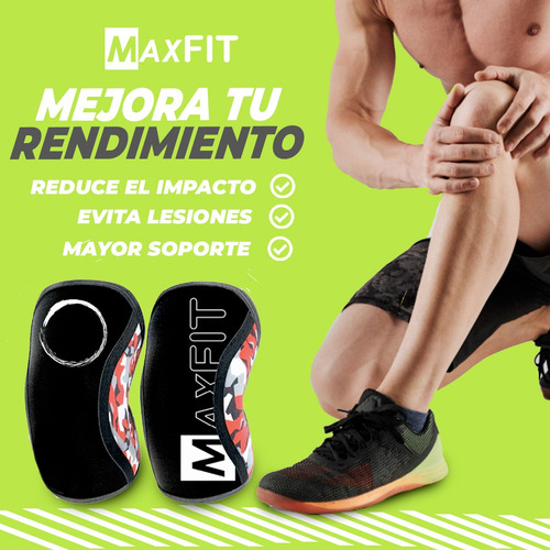 Rodilleras Elasticas De Neopreno Crossfit -gym Maxfit Gm425 Color Rojo-NEGRO Talla Mediana