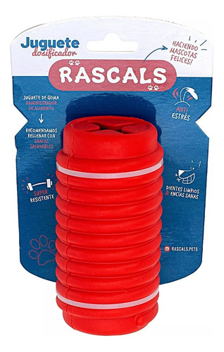 Rascals Juguete Rosca De Goma Dispenser Snack Para Perros Color Rojo