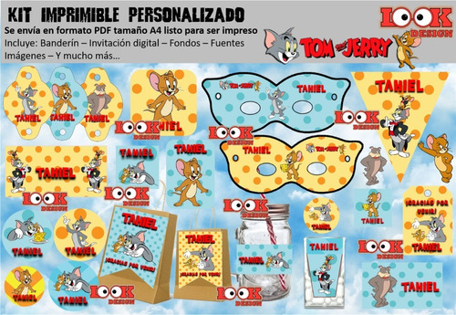 Kit Imprimible Candybar Tom Y Jerry Personalizado