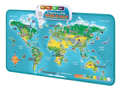 Mapa Mundial Leapfrog Juguete Interactivo Con Luces Y Sonido
