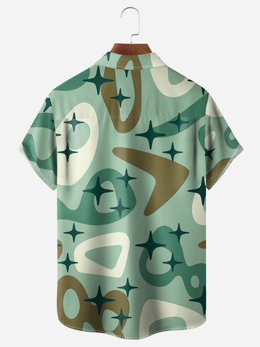 Mks Camisa Hawaiana Unisex Verde De Mediados De Siglo,