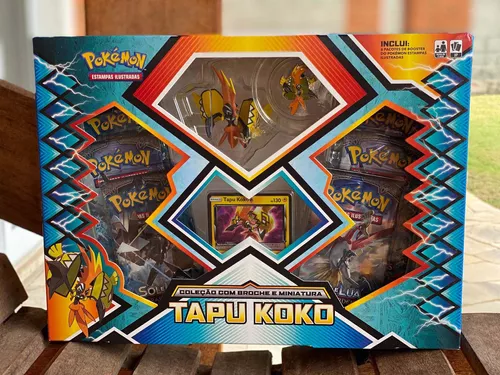 Box Pokémon Tapu Koko Broche E Miniatura 37 Cartas - Copag