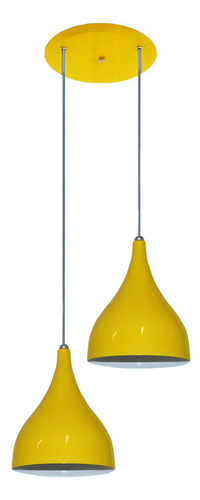 Lustre Duplo Colorido Modelo Funil - Para Mesa De Jantar Cor Amarelo Voltagem 110v/220v