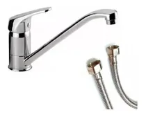 Comprar Canilla Grifería Monocomando Cocina Mesada Pico Largo Acabado Brillante Color Plateado