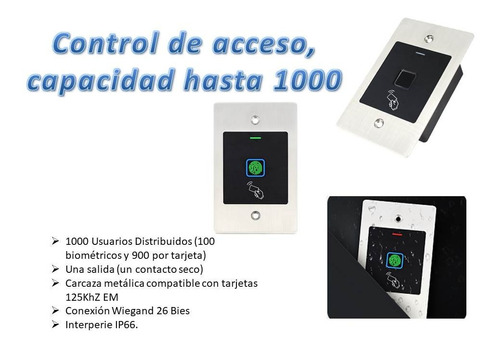 Control De Acceso Biometrico Capta Huella 1000 Usuarios