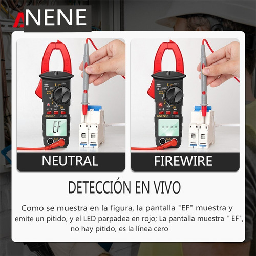 Aneng Digital Pinza Medidor Multímetro Capacitancia 4000 Rec