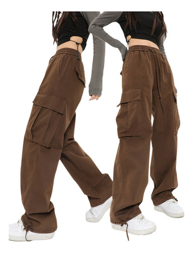 Pantalones Tipo Cargo Monopatín Ancho Con Cintura Elástica