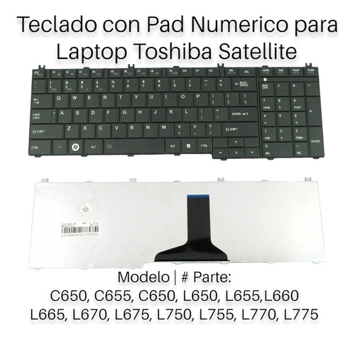 Teclado Con Pad Numerico Nuevo Para Laptop Toshiba Satellite