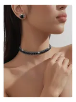 Comprar Aros Gargantilla Negros Para Fiestas Chocker Strass Bodas