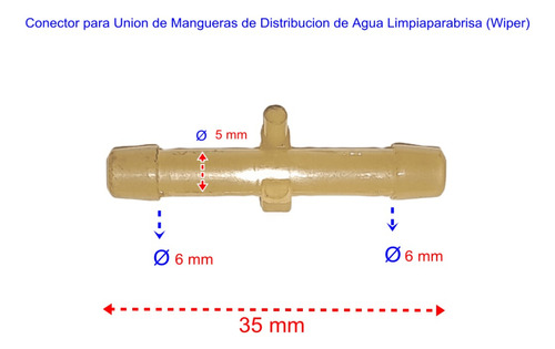 Conector Union Mangueras Distribucion Agua Limpiaparabrisa