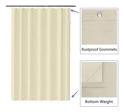 Cortina De Ducha Lavable Tela Impermeable 1 Pieza 180*180cm Beige
