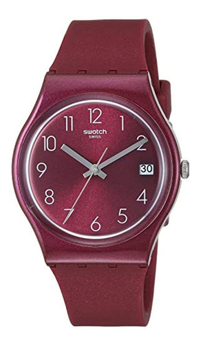 Swatch Worldhood Quartz Silicone Strap, Rojo, 16 Reloj Casua
