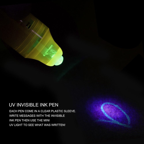 Lápiz De Luz Uv 2 En 1 Uv Blacklight Invisible Tinta Mensaje