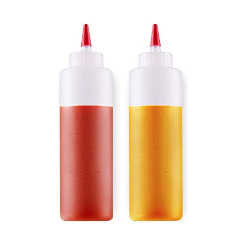 Botellas Exprimibles Bottlify Con Tapa Roja, Paquete De 2 Re