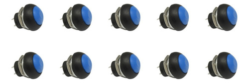Mini Push Button Pulsador 2 Pines Azul 10 Piezas