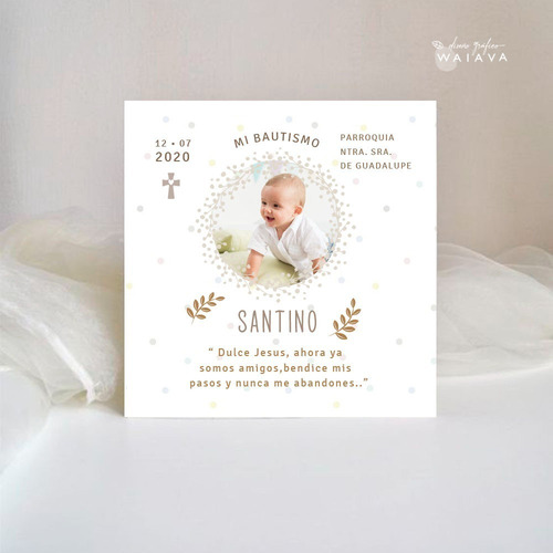 Imagen 5 de 10 de Estampas Tarjetas Bautismo De Nenes Con Foto X 2u