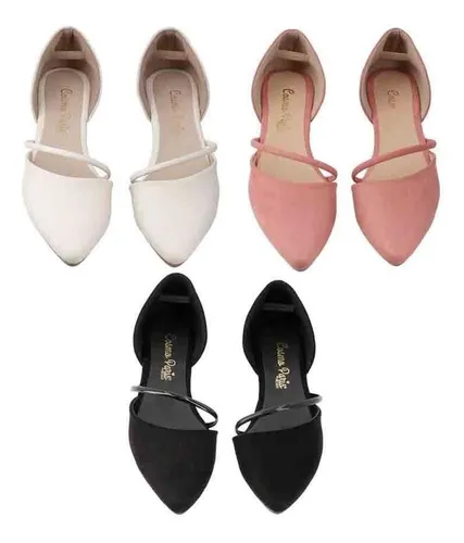 Zapatos Flats Dama Picudos Casuales Mujer Tripack Env o gratis