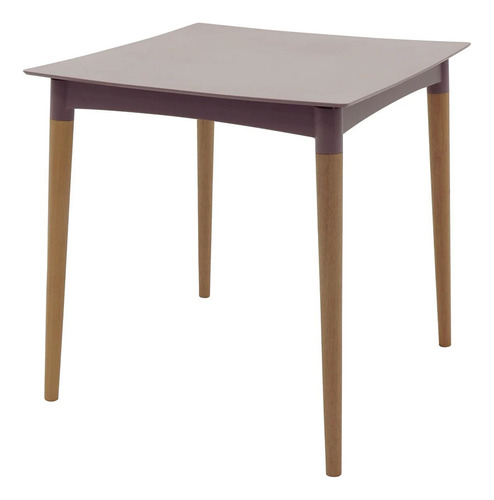 Mesa Diana Tramontina En Pp De Textura Lisa Con Patas Madera Tapa Beige Patas Natural