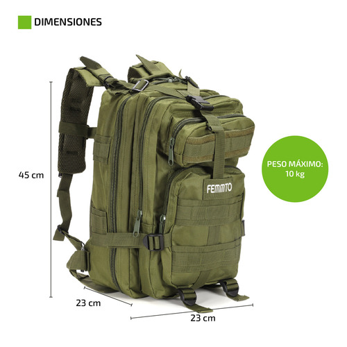 Imagen 3 de 9 de Mochila Tactica De Camping 30 Litros Femmto Mochilero Viaje