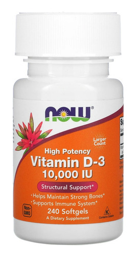 Vitamina D3 de Now Foods, 250 mcg, alta potencia, 240 ml, sabor EE. UU., sin sabor