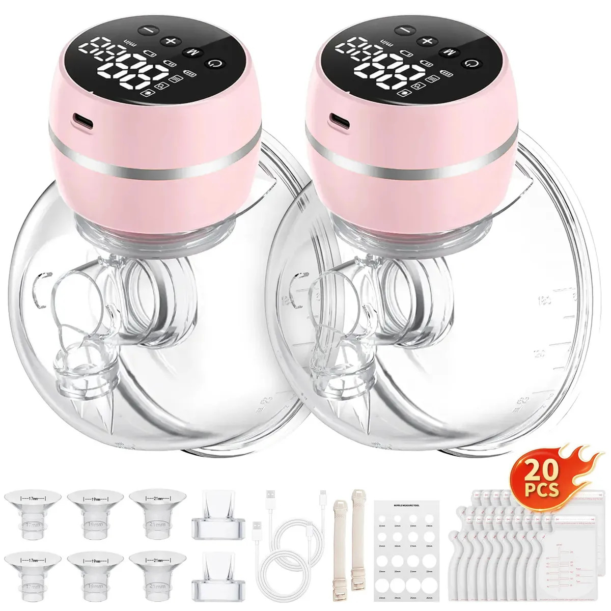 Imagen de Extractor De Leche Eléctrico Silencioso Inalámbrico 2 piezas 180 ml